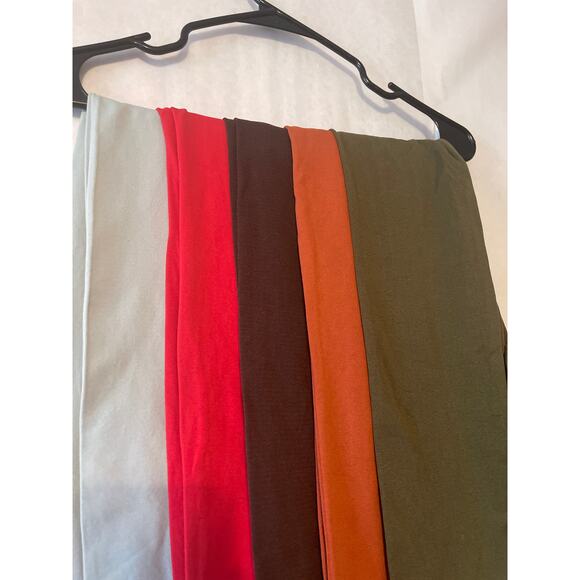 Yelete NWT Long Leggings 5Pk Gray Red Brown Green Burnt-Orange 1 Size fits most - Picture 2 of 7